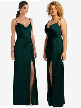 NWOT Dessy Collection Faux-Wrap Cowl-Neck Draped Maxi Dress Gown Size 16 3072